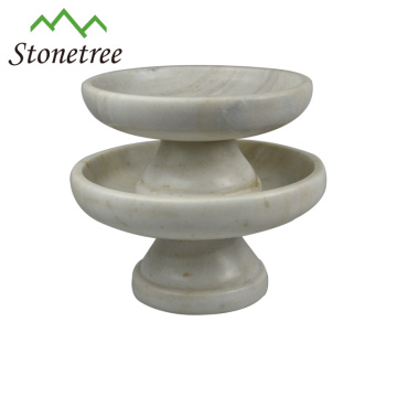 Wholesale New White Round Fruit Platter Stone Marble Cake Stands